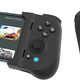 The Gamevice Flex with a smartphone inserted (left) and collapsed for better portability (right).